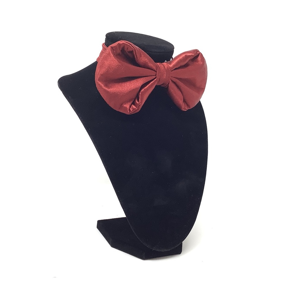 Wine Red Silky Solid Handcrafted Bow Tie